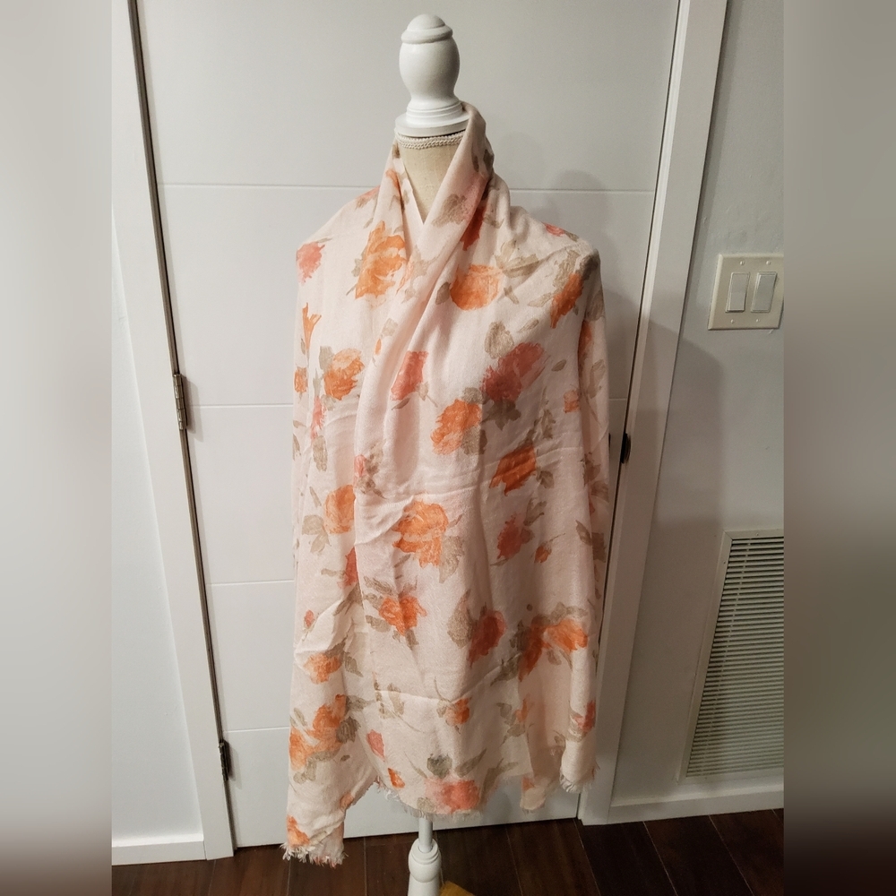 Loro Piana Floral Scarf in Cream and Orange
